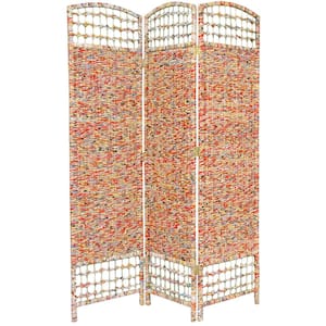 5.5 ft. Multi Color 3-Panel Recycled Magazine Room Divider
