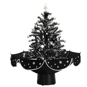 2 ft. Black Prelit Artificial Christmas Tree with Music and Black Umbrella Base