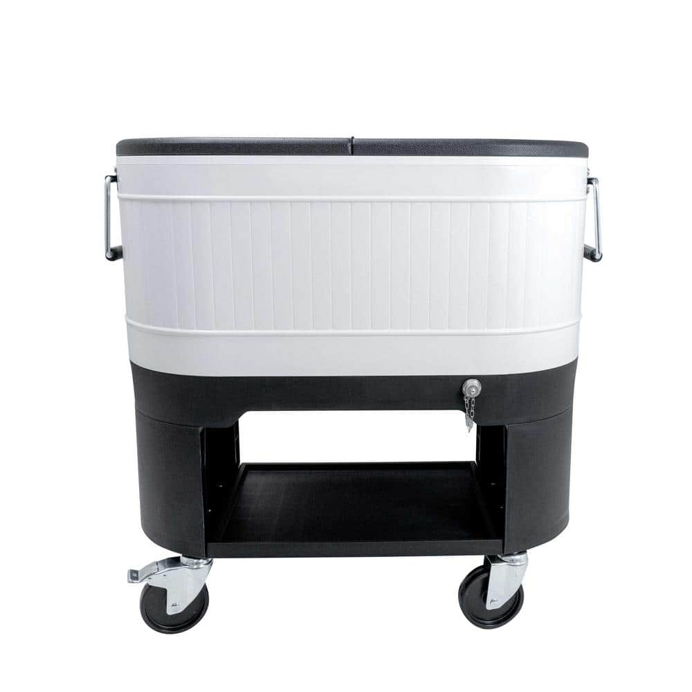 Permasteel 120-Qt White Metal Rolling Patio Cooler with Wheels