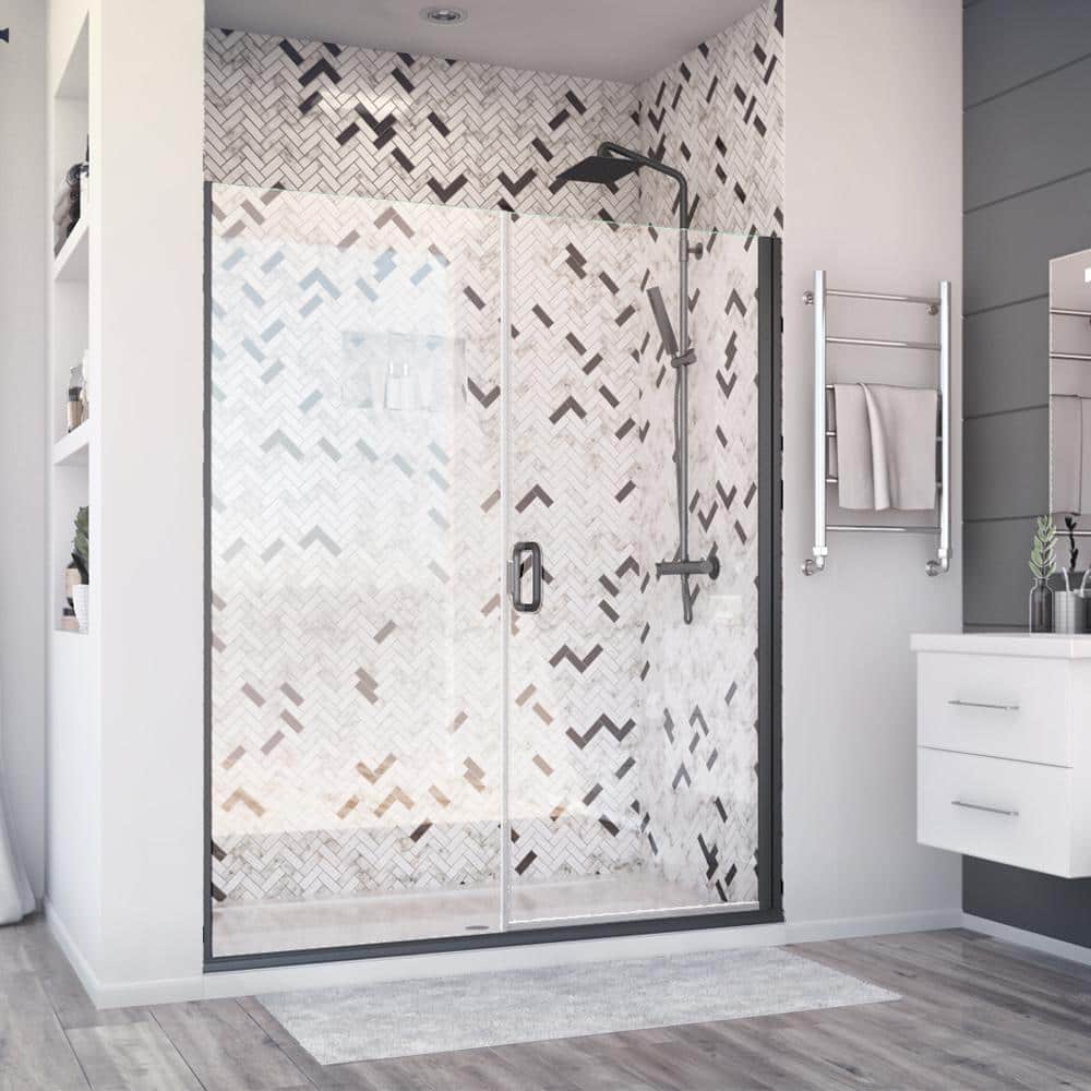 Deluxe 60 in. W x 71.375 in. H Hinged Semi-Frameless Shower Door in Matte Black with Clear Glass price history on PriceWatchPro