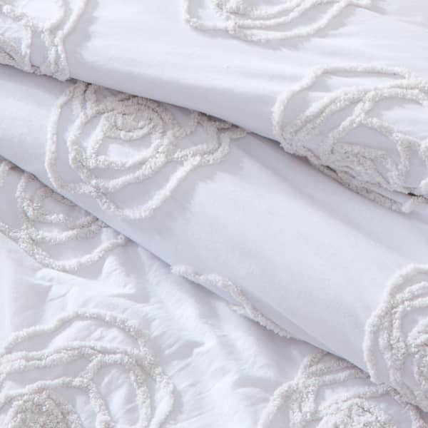 BETSEY JOHNSON Rambling Rose 3-Piece White Floral Cotton Full/Queen Duvet  Cover Set USHSFN1163701 - The Home Depot