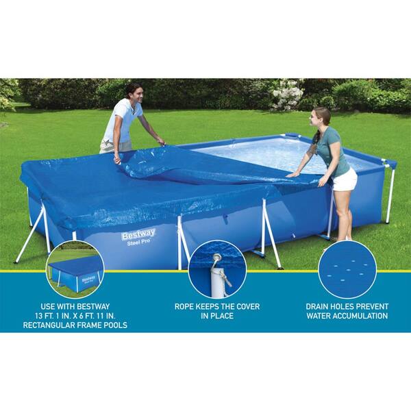 planpo スクエアトレイ　ペールブルー Bestway Flowclear Rectangular Above Ground Pool Cover, (Cover Only