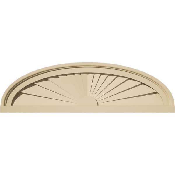 Ekena Millwork 26-in. W x 7-1/2-in. H x 2-in. P Elliptical Sunburst Signature Urethane Pediment, Primed Tan
