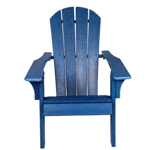 Unbranded Navy Blue HDPE Plastic Adirondack Chair Weather Resistant Outdoor Chairs Set of 1