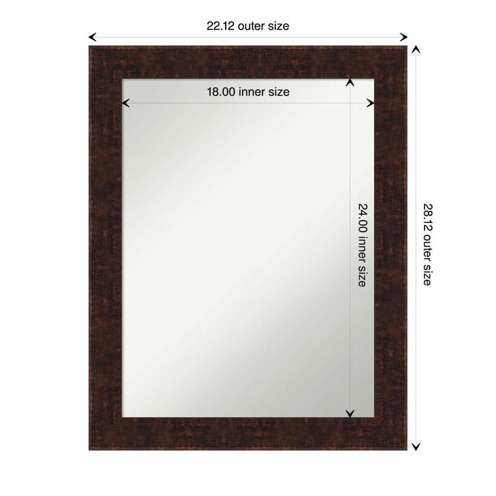 22" x 28" Rectangular Bronze Wood Bathroom Vanity Mirror