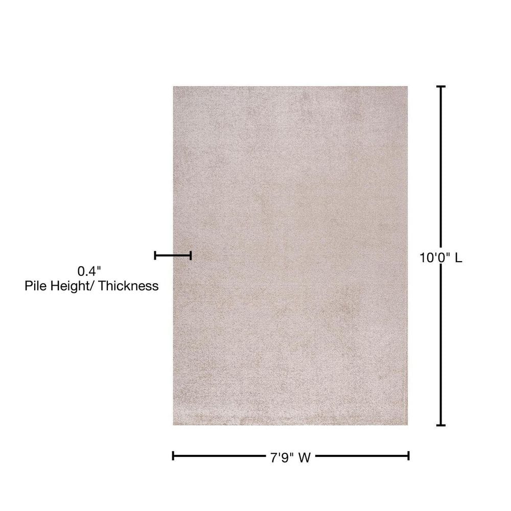 Beige Solid Low-Pile Synthetic Indoor Area Rug