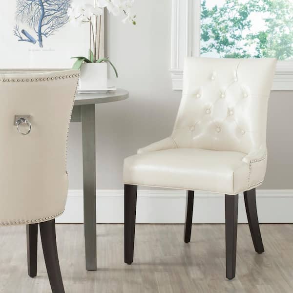 Harlow Off-White/Black Faux Leather Side Chair (Set of 2)