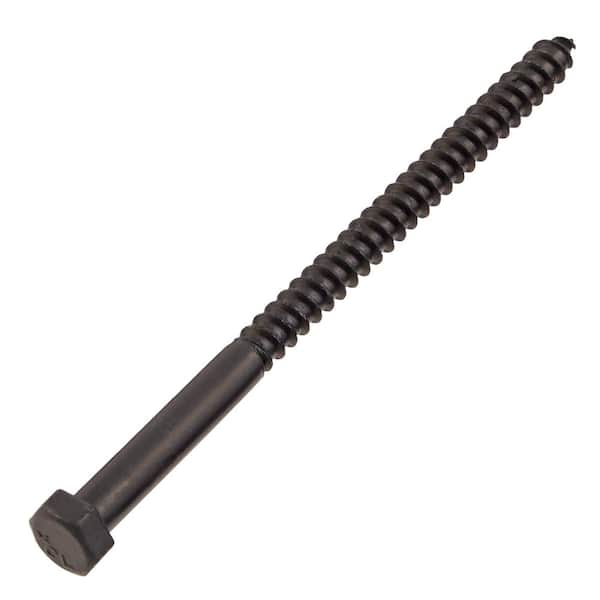 3/8 in. x 6 in. Black Exterior Hex Head Lag Screw (25-Pack)