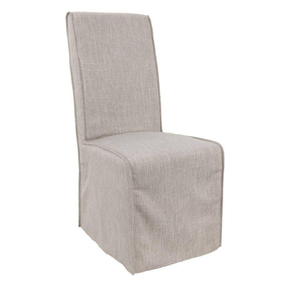 Benjara Gray Parson Style Piped Edges Dining Chair with Slipcover (Set of 2) -  BM278983