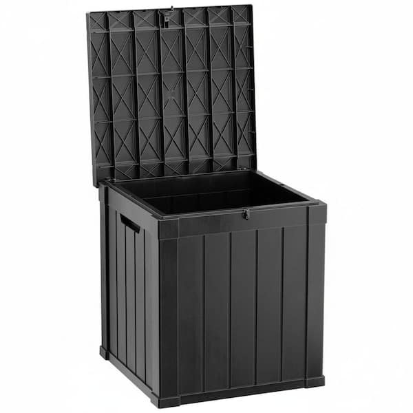 51 Gallon Black Waterproof Resin Deck Box for Patio Cushions, Gardening Tools, Accessories