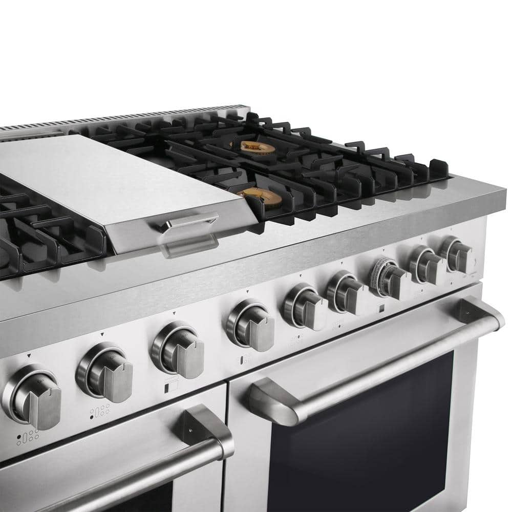 48 in. Stainless Steel Dual Fuel Range with Double Oven and Griddle