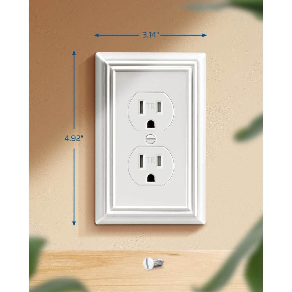 White Beaded Metal 1-Gang Duplex Outlet Cover Plate, 4-Pack