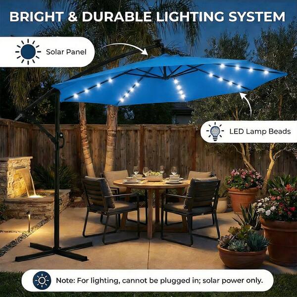 10 led patio offset umbrella Best Choice Products 10ft Solar Hanging Outdoor Market w/ Adjustable Tilt solar LED umbrella Mondawe 10 ft Outdoor Cantilever