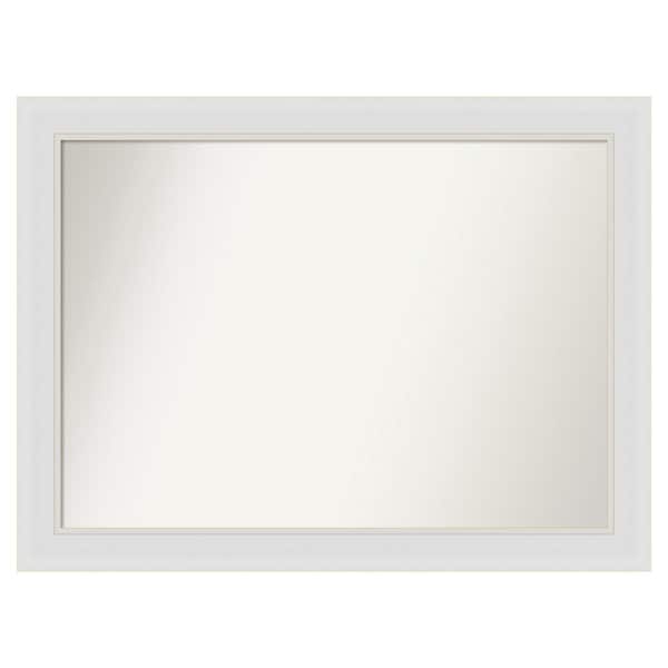 Amanti Art Flair Soft White Narrow 32 in. x 24 in. Custom Non-Beveled Satin Recyled Polystyrene Bathroom Vanity Wall Mirror