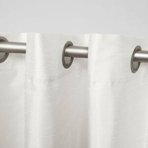 Chateau White/Sand Stripe Light Filtering Grommet Top Curtain, 54 in. W x 63 in. L (Set of 2)