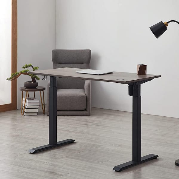 GUDL 48 in. W Electric Height Adjustable Standing Desk, Weathered Brown Wood Top with Memory Preset Controller