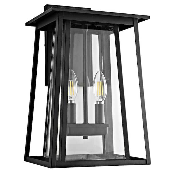 SAFAVIEH Velza 2-Light Black Outdoor Wall Lantern Sconce