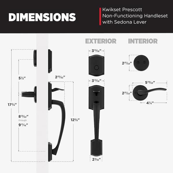 Kwikset Prescott Matte Black Double Door Dummy Door Handleset with