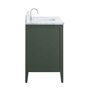 48 in. W x 22 in. D x 34 in. H Single Sink Bathroom Vanity Cabinet in Vintage Green with Engineered Marble Top