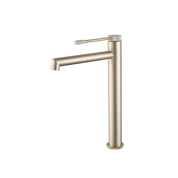 Single Handle Bathroom Faucet Single Hole in Champagne Gold