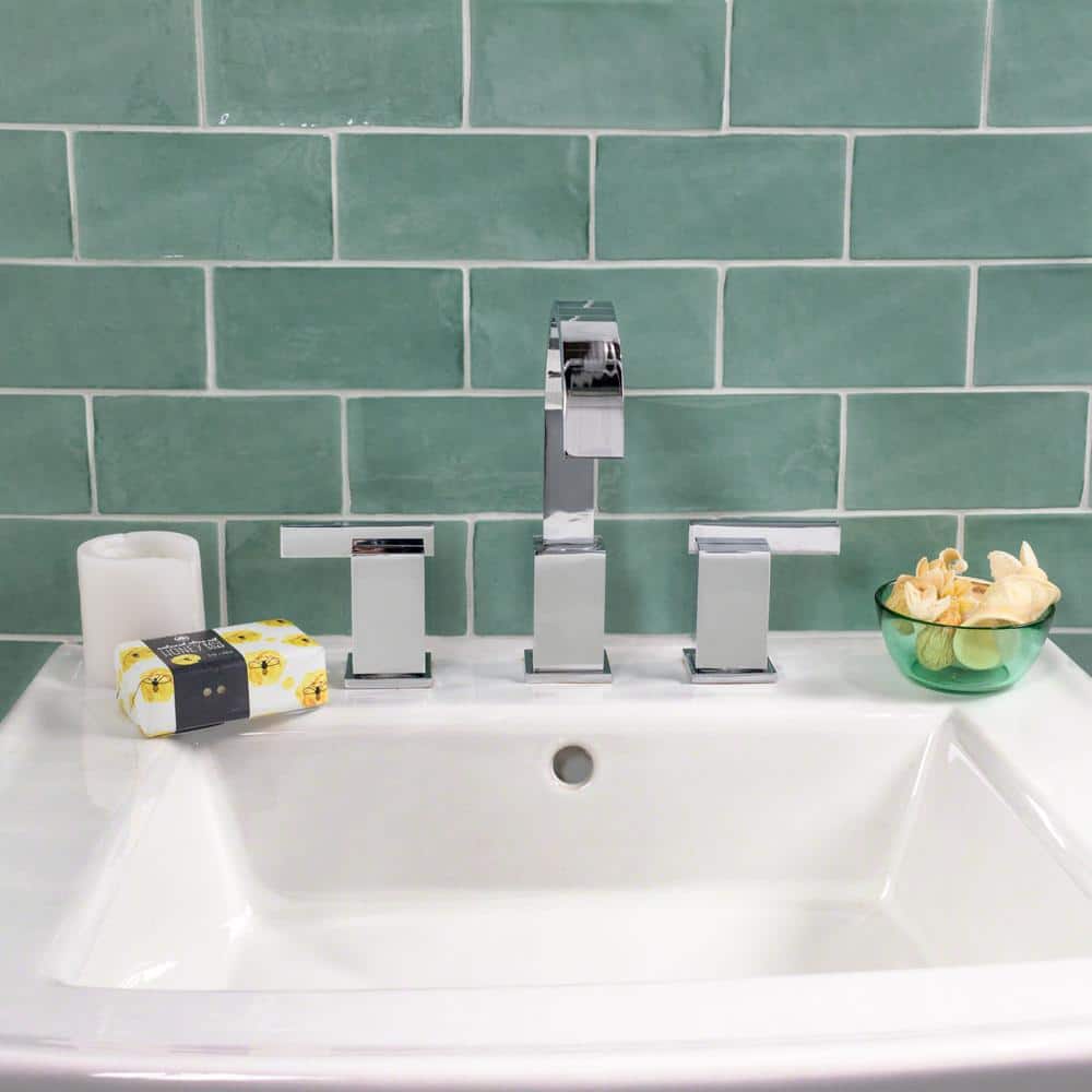 Messi Green Polished Ceramic Subway Wall Tile 3x6