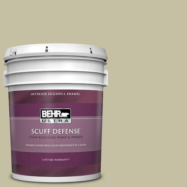BEHR ULTRA 5 gal. #S350-3 Washed Olive Extra Durable Eggshell Enamel Interior Paint & Primer
