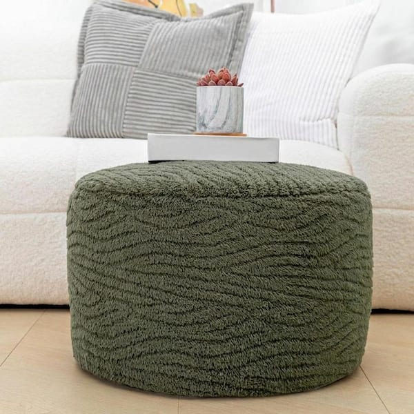 HAY POUF eucalyptus BIGクッション プフ グリーン Upholstery Material is Fabric Plush Fiber Green Upholstered Round