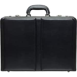 Business Black Leather Expandable Briefcase