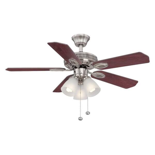 Hampton Bay Glendale 42 in. Indoor Brushed Nickel Ceiling Fan with Light Kit