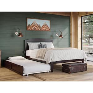 Warren, Solid Wood Platform Bed with Twin Trundle, Full, Espresso