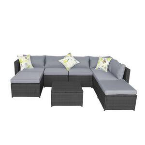 8-Piece Outdoor Sectional Wicker Rattan Sofa Set with Cushions