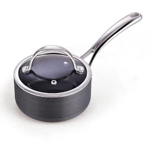 1 qt. Hard-Anodized Aluminum Nonstick Sauce Pan in Black with Glass Lid