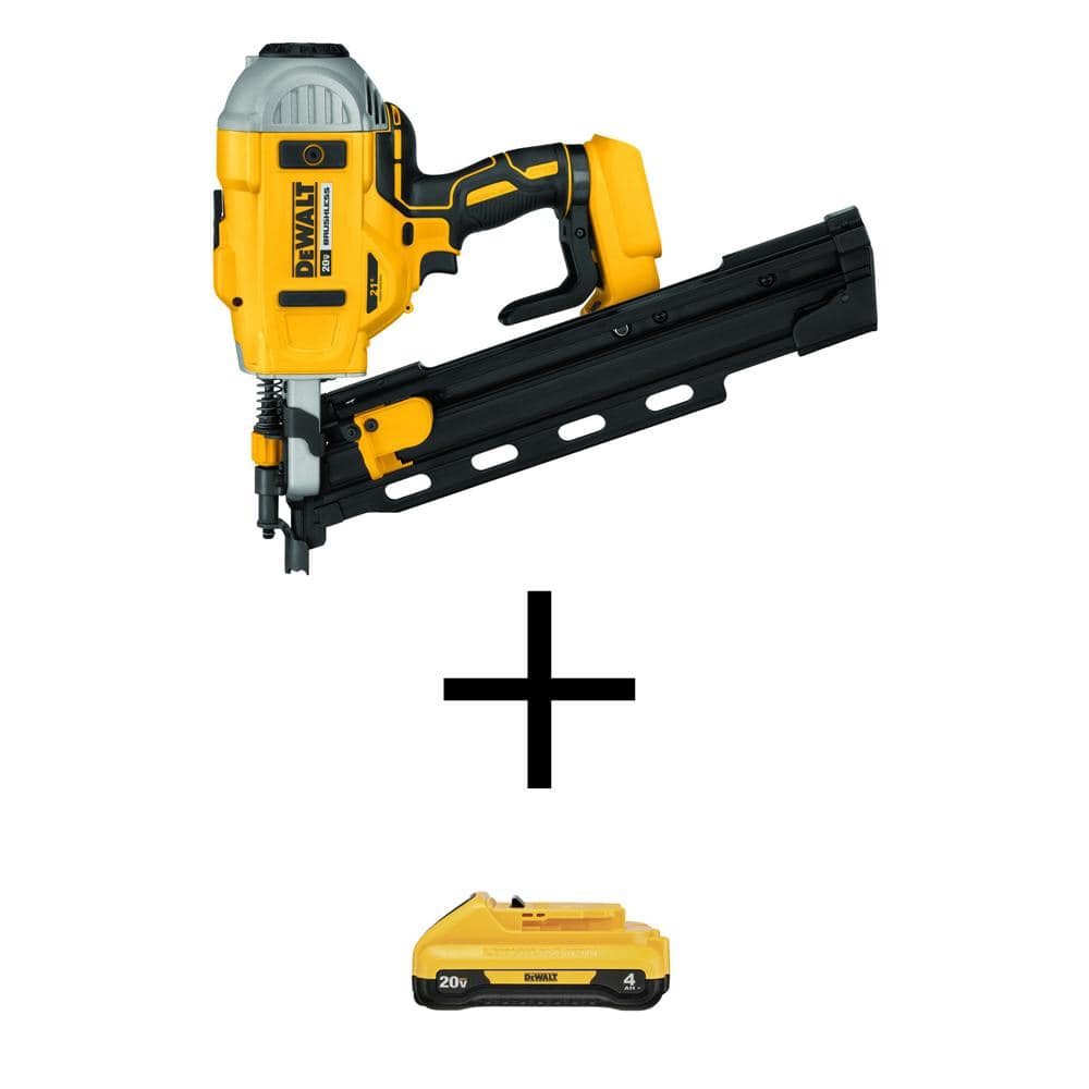 20V MAX XR Lithium-Ion Cordless Brushless 2-Speed 21-Degree Plastic Collated Framing Nailer w/20V Compact 4.0Ah Battery -  DEWALT, DCN21PLBWDCB240