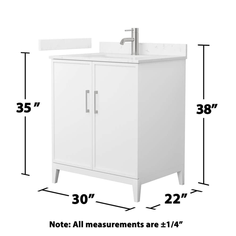 Elan 30'' White Oak Single Bathroom Vanity with Carrara Marble Top