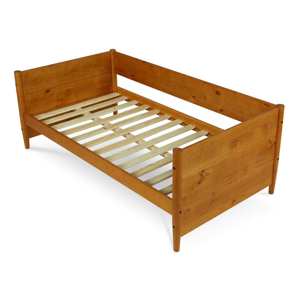 Mid-Century Pine Twin Daybed with Trundle and Wood Slats