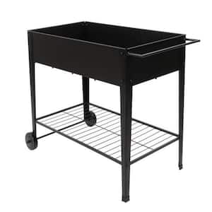 42.5 in. x 16.7 in. x 31.9 in. Mental Black Raised Garden Bed with Wheels