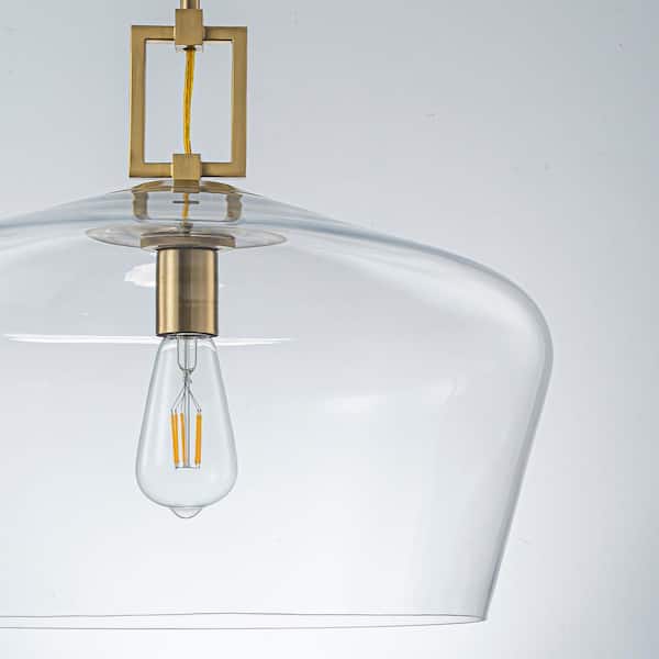 ZYZWMB Tallivor 18 in. 1-Light Brass Pendant Light with Clear