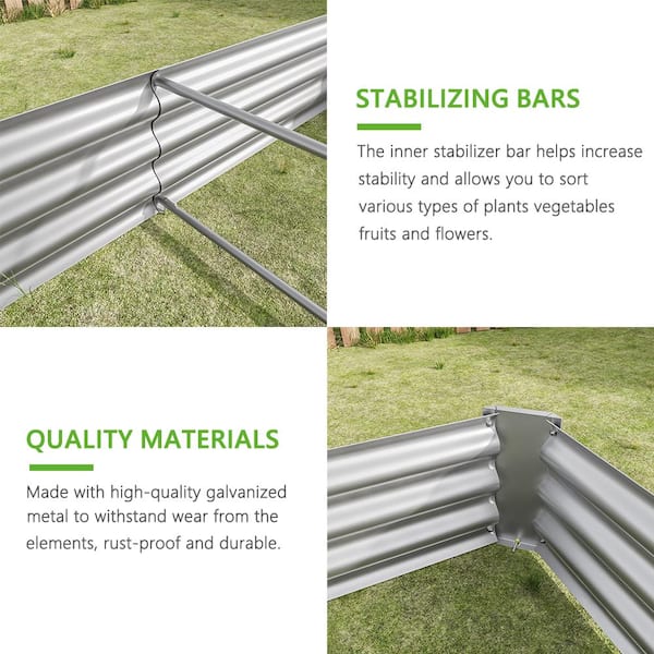 BTMWAY - 6 ft. L x 3 ft. W x 1 ft. H Silver Galvanized Metal Outdoor Raised Garden Bed Kit, Planter Box (1-Pack)