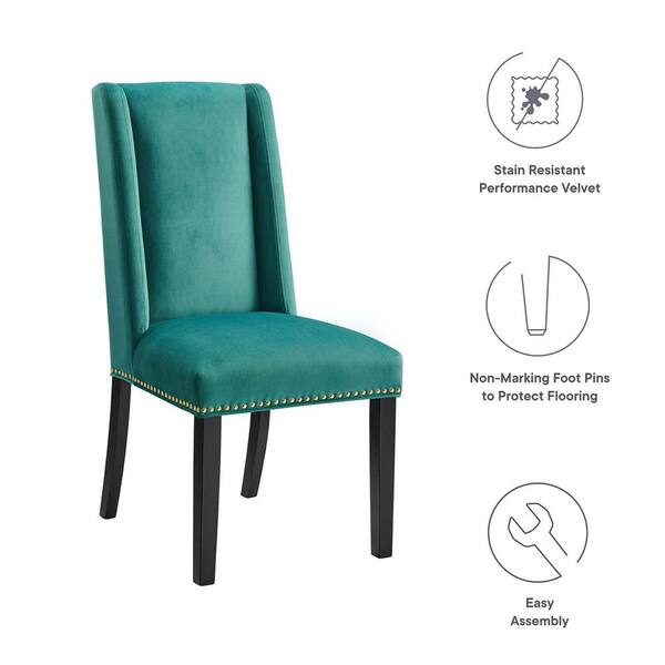 Modway Baron Teal Performance Velvet, Modway Baron Upholstered Dining Side Chair Multiple Colors