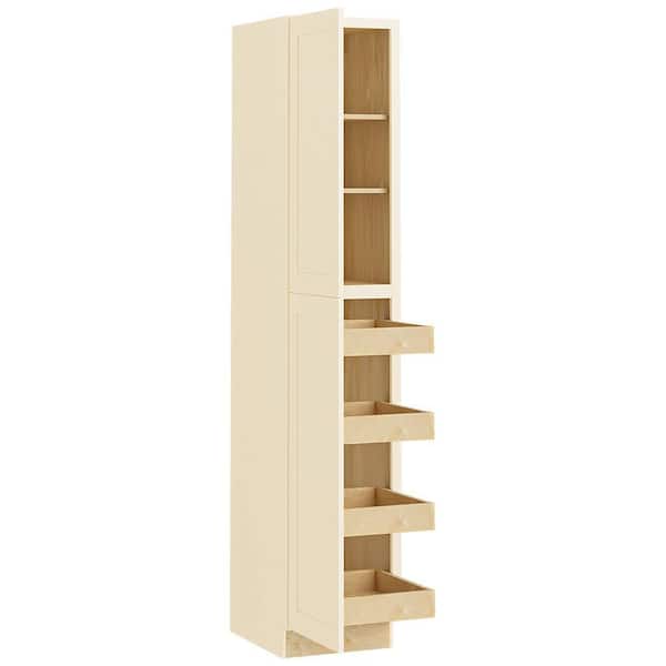 Home Decorators Collection Newport 18 in. W x 24 in. D x 96 in. H Assembled Plywood Pantry Kitchen Cabinet in Blended Cream with 4ROT Soft Close LH
