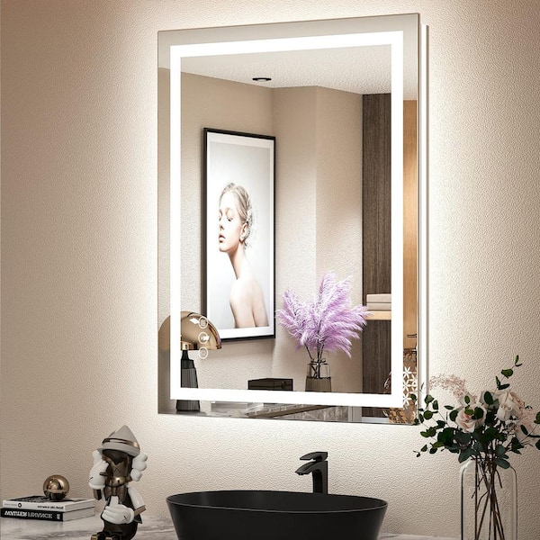 Bathroom mirror with 2  beveled mirror strips - Twin Bay Glass of