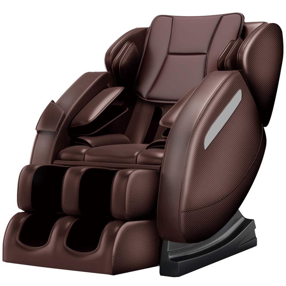 Real Relax Favor Brown Recliner With Zero Gravity Full Body Air Pressure Bluetooth Heat And