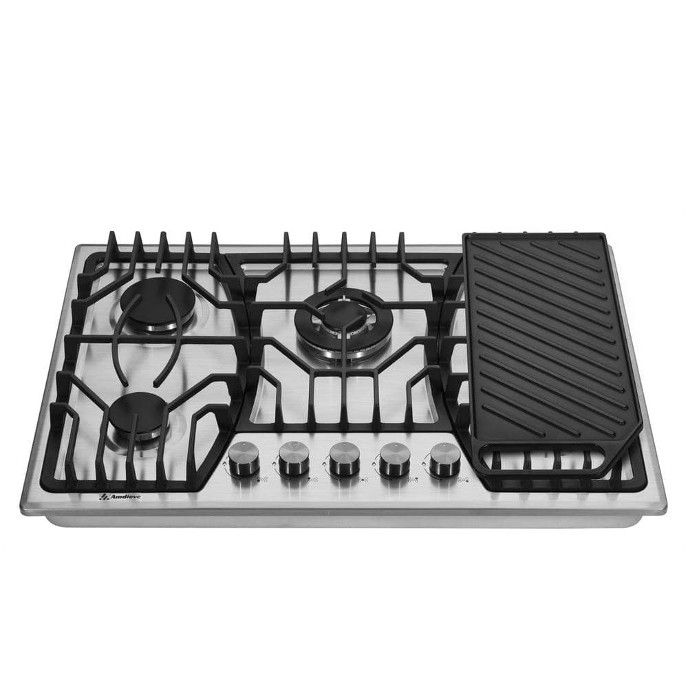 FUNKOL 30 in. 5Burner Gas Cookto LPG/NG Dual Fuel Stainless Steel in