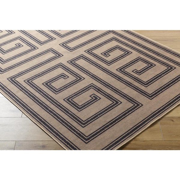 Ez Jute Brown/Black  6 ft. x 9 ft. Machine-Washable Rug