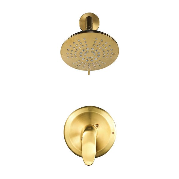 Single Handle 5-Spray Fixed Shower Faucet 1.8 GPM with Adjustable Head in Spot Resist Brushed Gold (Valve Included)