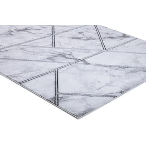 BrightonCollection Bellucci Silver 2 ft. x 7 ft. Geometric Runner Rug