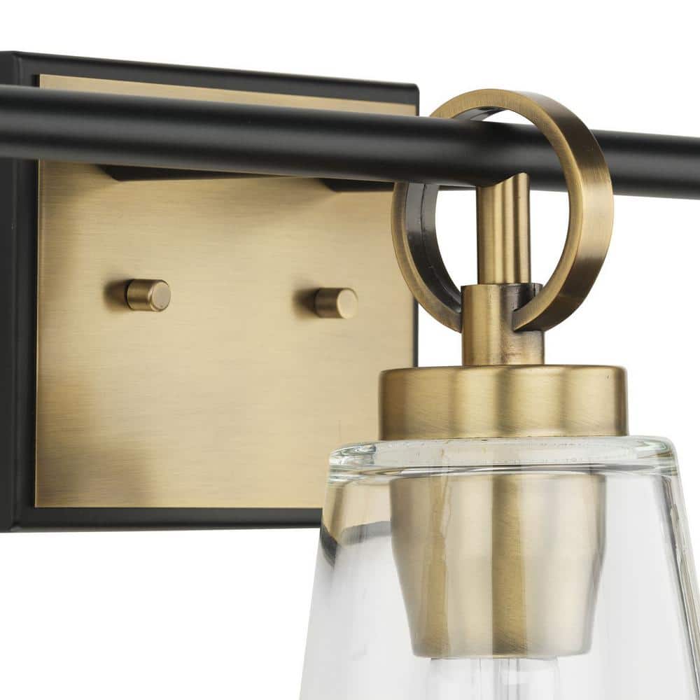 Cassell 3-Light Vintage Brass and Black Vanity Fixture