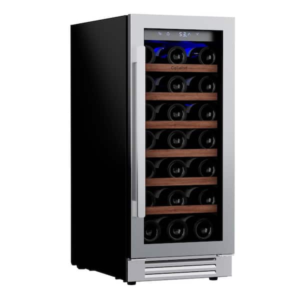 Kalamera Mini Fridge 15' Wine Cooler Refrigerator - 30 Bottle Wine Fridge with Stainless Steel Refrigerator& Double-Layer Tempered Glass Door and
