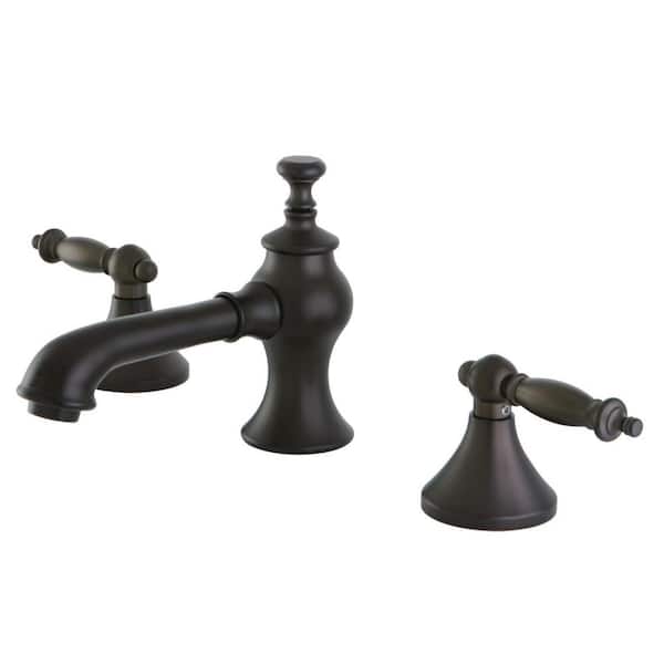 Kingston Brass Templeton 2-Handle 8 in. Widespread Bathroom Faucets with Brass Pop-Up in Oil Rubbed Bronze