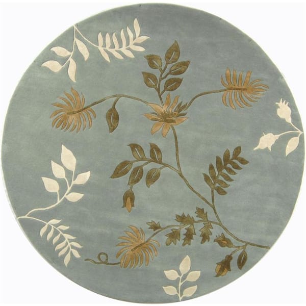 SAFAVIEH Soho Light Blue 6 ft. x 6 ft. Round Solid Floral Area Rug